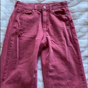 American Eagle Red Mom Jeans
